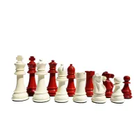 Picture Red and white chess pieces made of wood - The Chess Empire