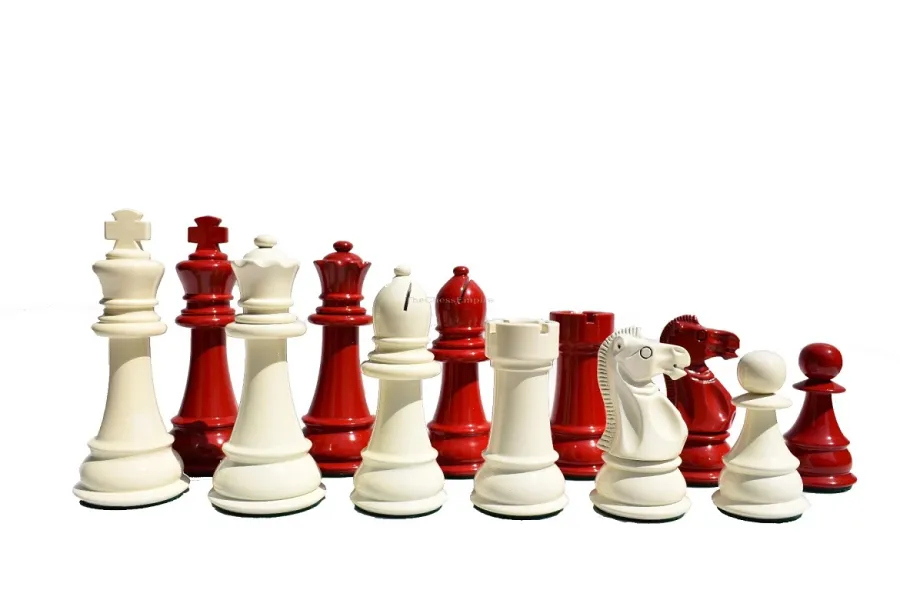 obrazek 1 Wykonane z drewna biało-czerwone figury do gry w szachy - The Chess Empire