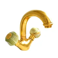 Picture Single-hole faucet with automatic drain, swivel spout and ceramic cartridge - Officina Nicolazzi