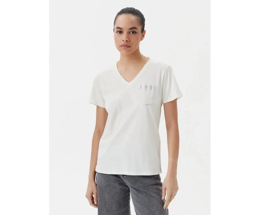 obrazek 1 Liu Jo Beachwear T-Shirt TA5172 JS923 Écru Regular Fit