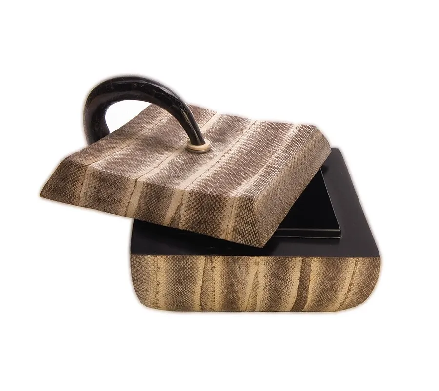 picture 1 Designer remote control box - natural leather - Absolute Breton