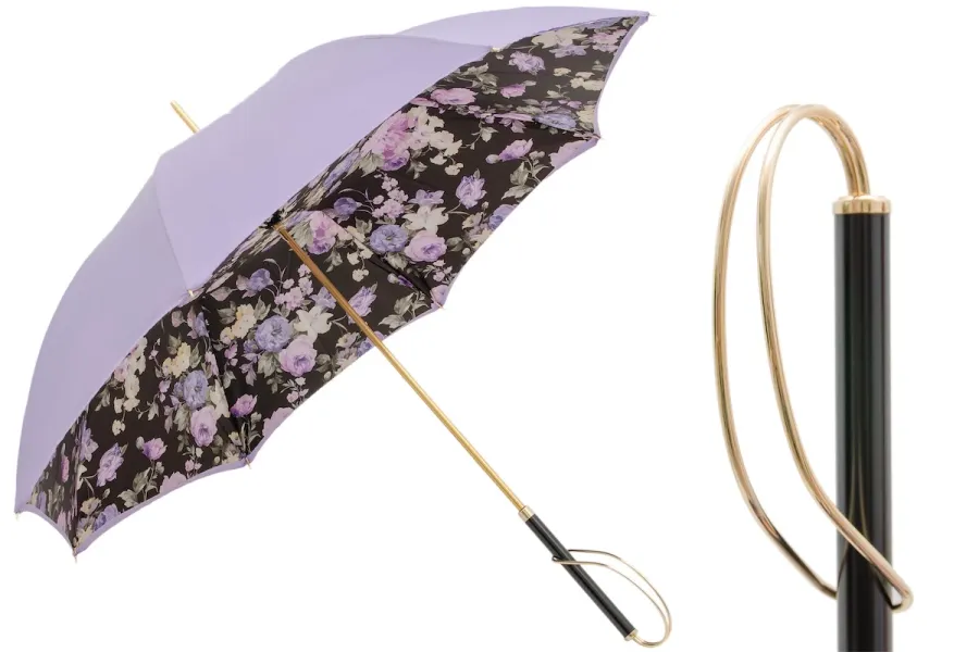 obrazek 1 Stylowy parasol damski w kolorze jasnofioletowym zdobiony pięknym kwiatowym motywem - Pasotti