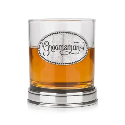 Zdjęcie Prezent ślubny dla drużby - wyjątkowa szklanka do whisky z polerowaną podstawą w kolorze miedzi