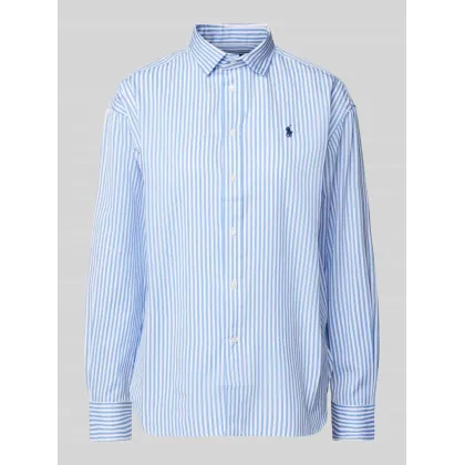 Zdjęcie Bluzka koszulowa o kroju relaxed fit z wyhaftowanym logo