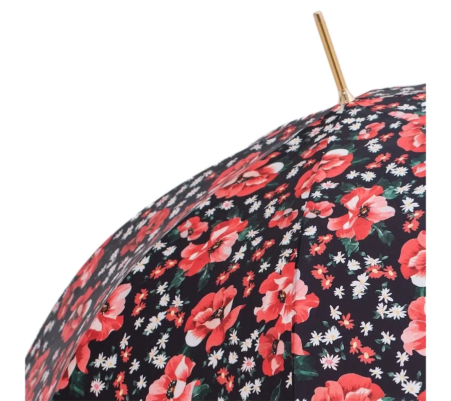 obrazek 6 Piękny czarny parasol damski zdobiony wyjątkowym motywem kwiatowym - Pasotti