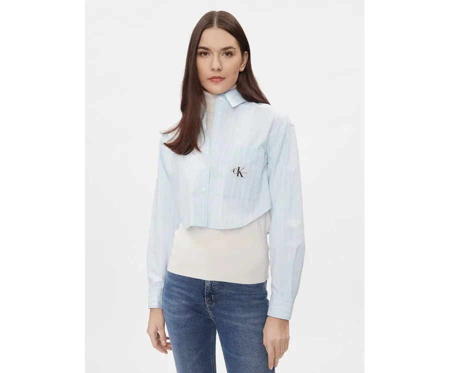 obrazek 1 Calvin Klein Jeans Koszula J20J222614 Niebieski Cropped Fit