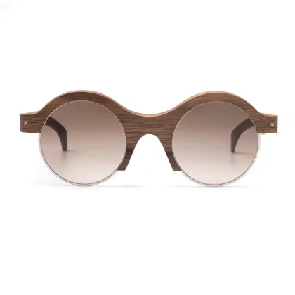 Zdjęcie Okrągłe okulary z ciemną, orzechową oprawą - Legno Light