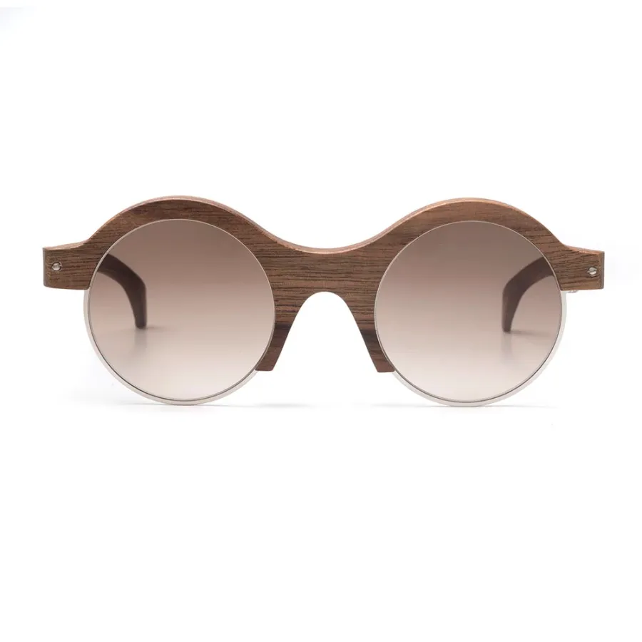 obrazek 1 Okrągłe okulary z ciemną, orzechową oprawą - Legno Light