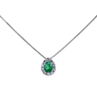 Picture Stylish necklace with drop emerald and diamonds