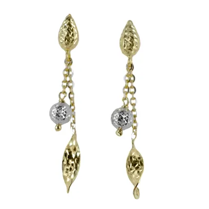 Zdjęcie Kolczyki wiszące fasetowanymi zawieszkami z żółtego i białego złota