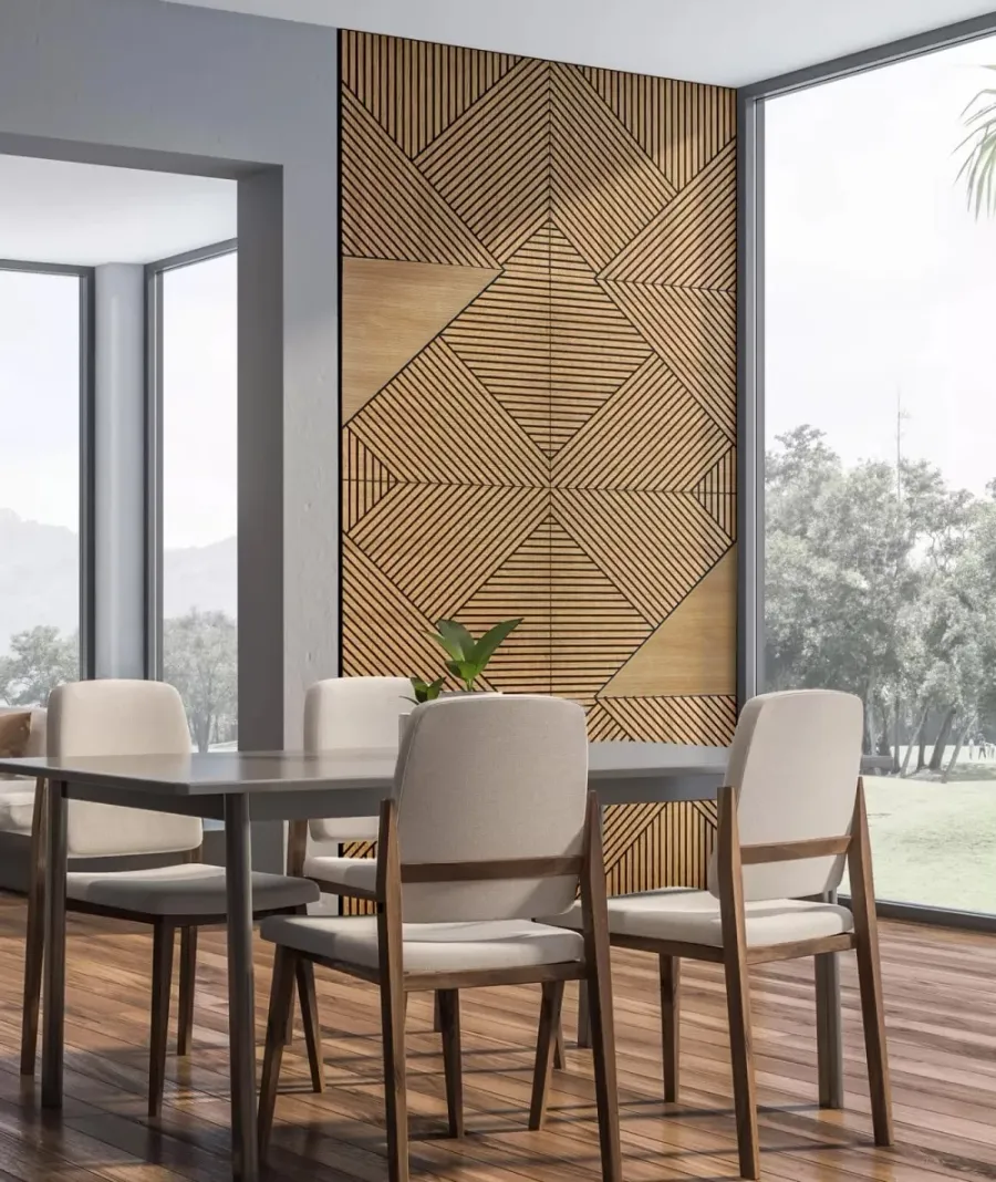 obrazek 1 60x60x1,1 cm LD (Koperta 3 odbicie lustrzane) panel frezowany MDF fornir dębowy - ozdobna dekoracja ścienna 3D