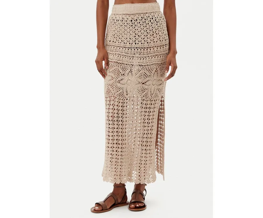 obrazek 1 Selmark Spódnica maxi BC172 Beżowy Slim Fit
