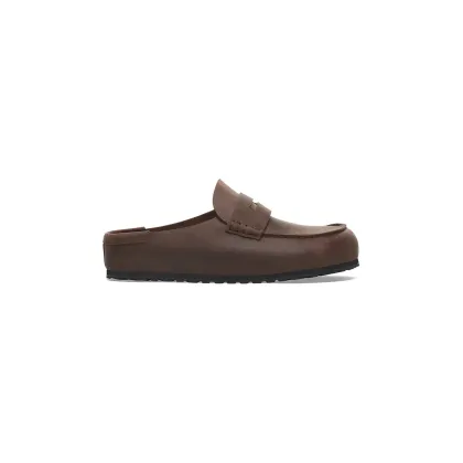 Zdjęcie Birkenstock klapki skórzane Naples Wrapped LEOI męskie kolor brązowy 1029617