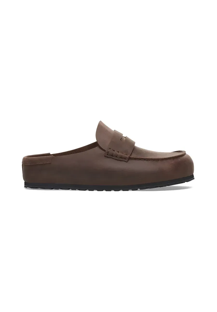 obrazek 1 Birkenstock klapki skórzane Naples Wrapped LEOI męskie kolor brązowy 1029617