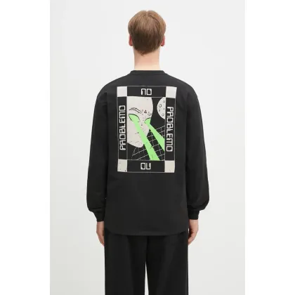 Zdjęcie No Problemo longsleeve bawełniany No Vision LS Tee kolor czarny z nadrukiem NP6002303
