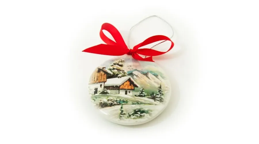 obrazek 1 Świąteczna owalna ozdoba z zimowym pejzażem – Le Ceramiche