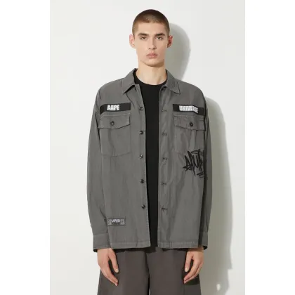 Zdjęcie AAPE koszula męska kolor szary regular z kołnierzykiem klasycznym AAPSTM8481XXM