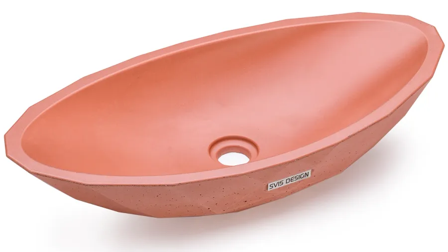 obrazek 2 Piękna umywalka 60 cm DIAMOND BASIC – jasny ceglasty, bez dekoru, bez lakieru