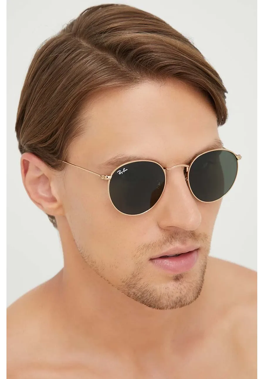 obrazek 1 Ray-Ban okulary przeciwsłoneczne ROUND METAL męskie kolor złoty 0RB3447