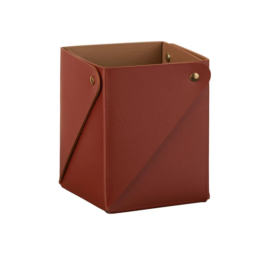 obrazek 1 Bordowy skórzany pojemnik na przybory biurowe