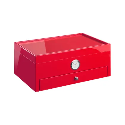 Picture Luxurious cigar humidor made of cedar, wood and glass