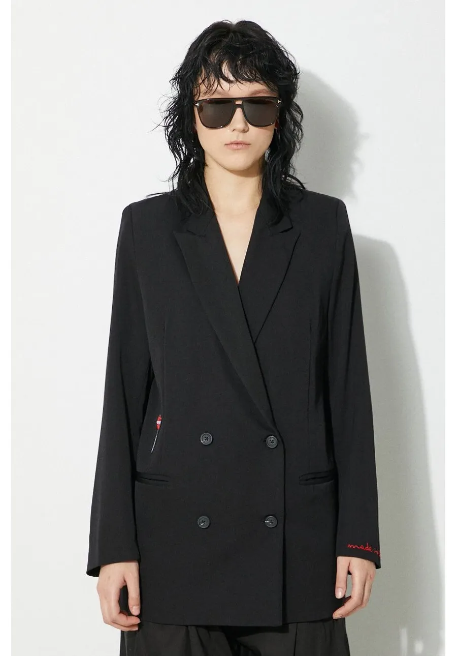 obrazek 1 Fiorucci marynarka wełniana Black Double Breasted kolor czarny dwurzędowa W01FPBDO044KN03BK01