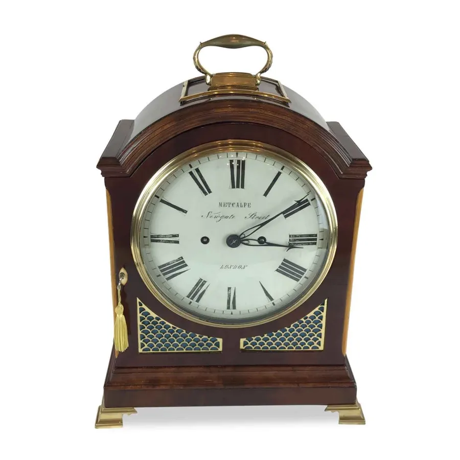 obrazek 7 Zegar stołowy George III w kolorze mahoniu Metcalfe London, w doskonałym stanie