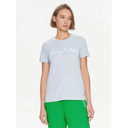 Zdjęcie Tommy Hilfiger T-Shirt Signature WW0WW41674 Błękitny Regular Fit