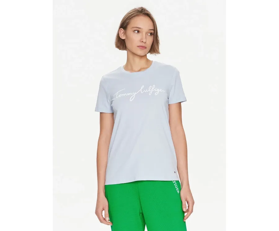 obrazek 1 Tommy Hilfiger T-Shirt Signature WW0WW41674 Błękitny Regular Fit