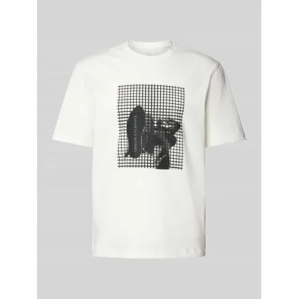 Zdjęcie T-shirt z prążkowanym okrągłym dekoltem