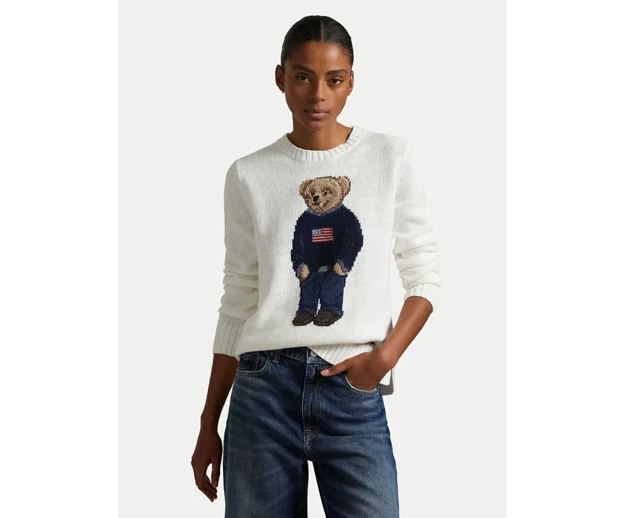 obrazek 1 Polo Ralph Lauren Sweter 211978359001 Biały Relaxed Fit