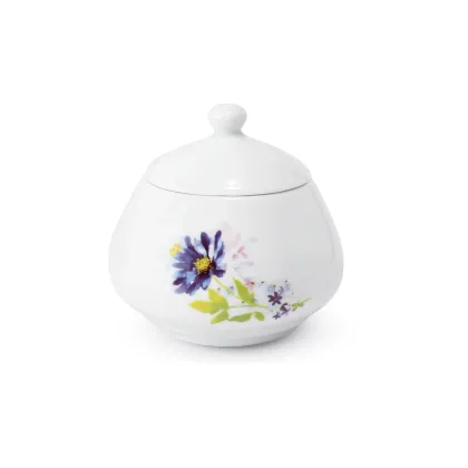 Zdjęcie Elegancka porcelanowa cukiernica zdobiona pięknym kwiatowym ornamentem - Leander