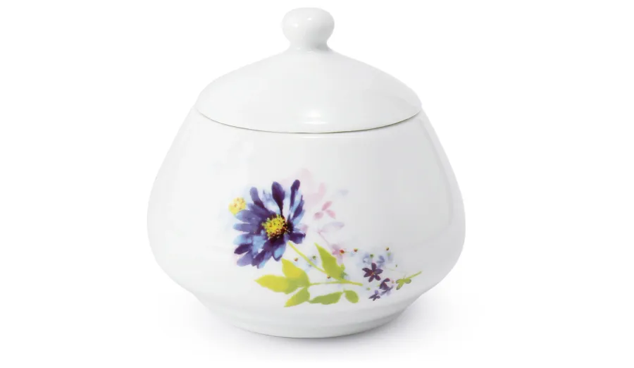 obrazek 1 Elegancka porcelanowa cukiernica zdobiona pięknym kwiatowym ornamentem - Leander
