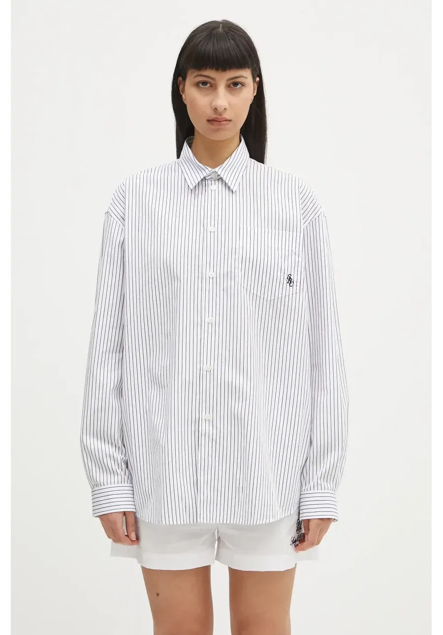 obrazek 1 Sporty & Rich koszula bawełniana Src Oversized damska kolor niebieski relaxed z kołnierzykiem klasycznym SI006606302ST02