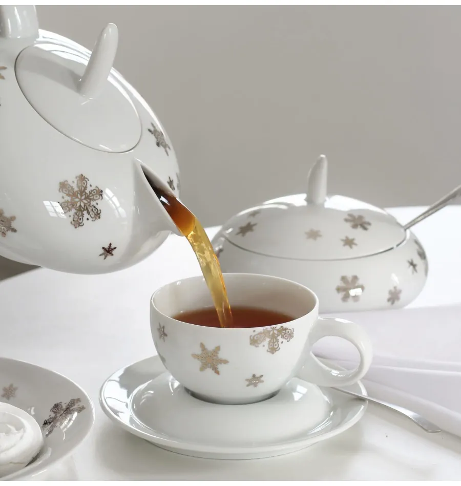 obrazek 2 Piękna porcelanowa cukiernica zdobiona płatkami śniegu - Leander
