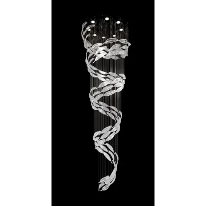 Zdjęcie Niepowtarzalny żyrandol z liśćmi ze szkła i kryształu – Il Paralume Marina