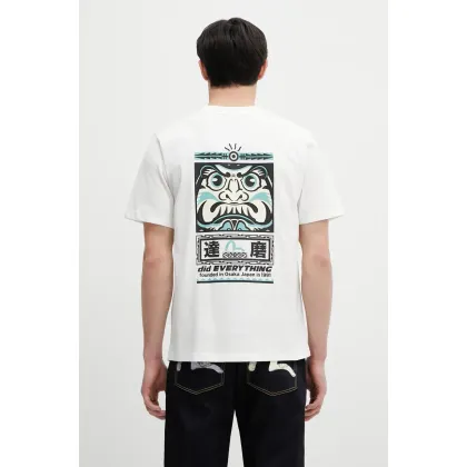 Zdjęcie Evisu t-shirt bawełniany Totem Daruma Printed SS męski kolor biały z nadrukiem 2ESHTM5TS1106