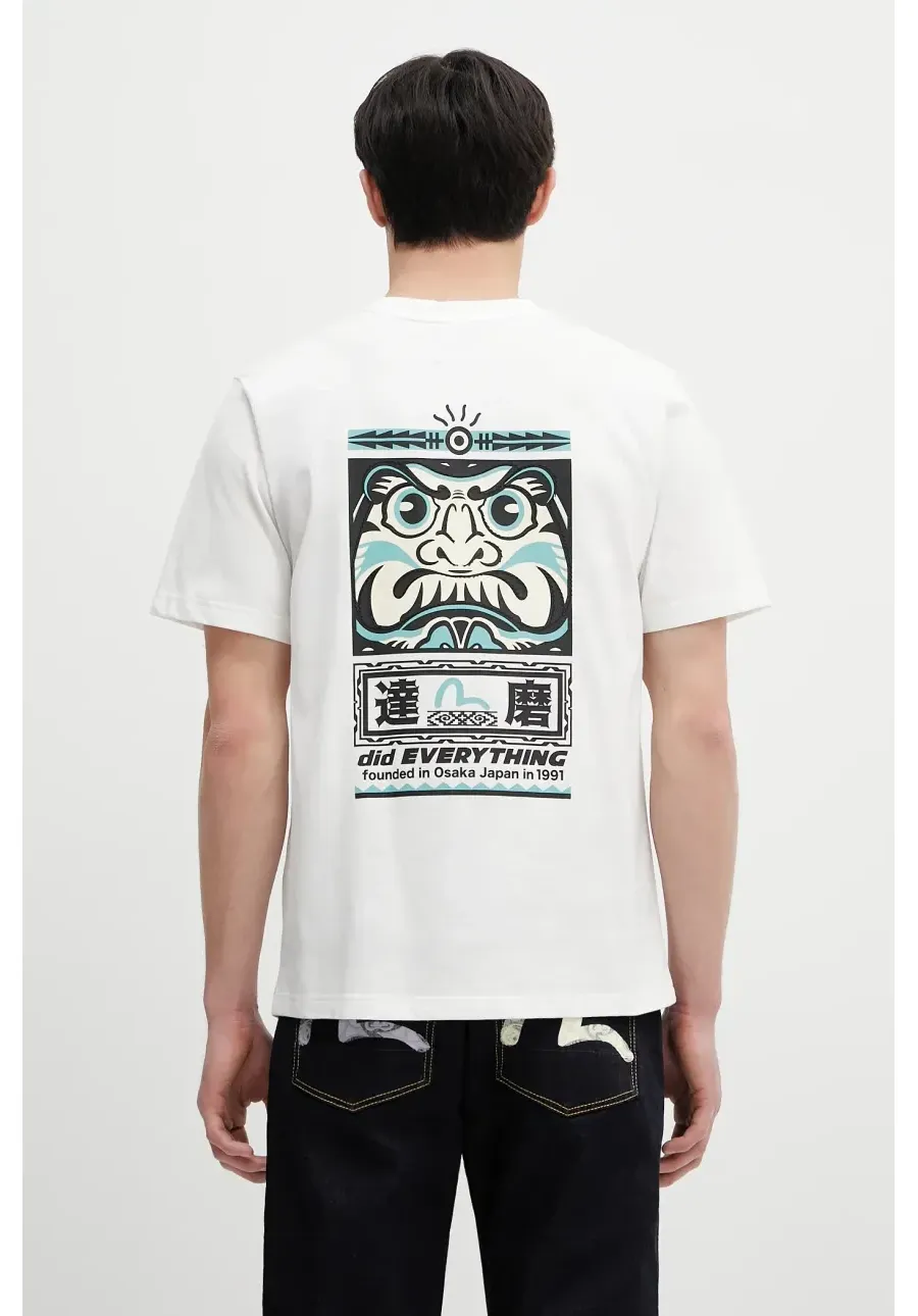 obrazek 1 Evisu t-shirt bawełniany Totem Daruma Printed SS męski kolor biały z nadrukiem 2ESHTM5TS1106