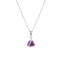 Zdjęcie Naszyjnik z białego złota z ametystem o szlifie trillion KLENOTA