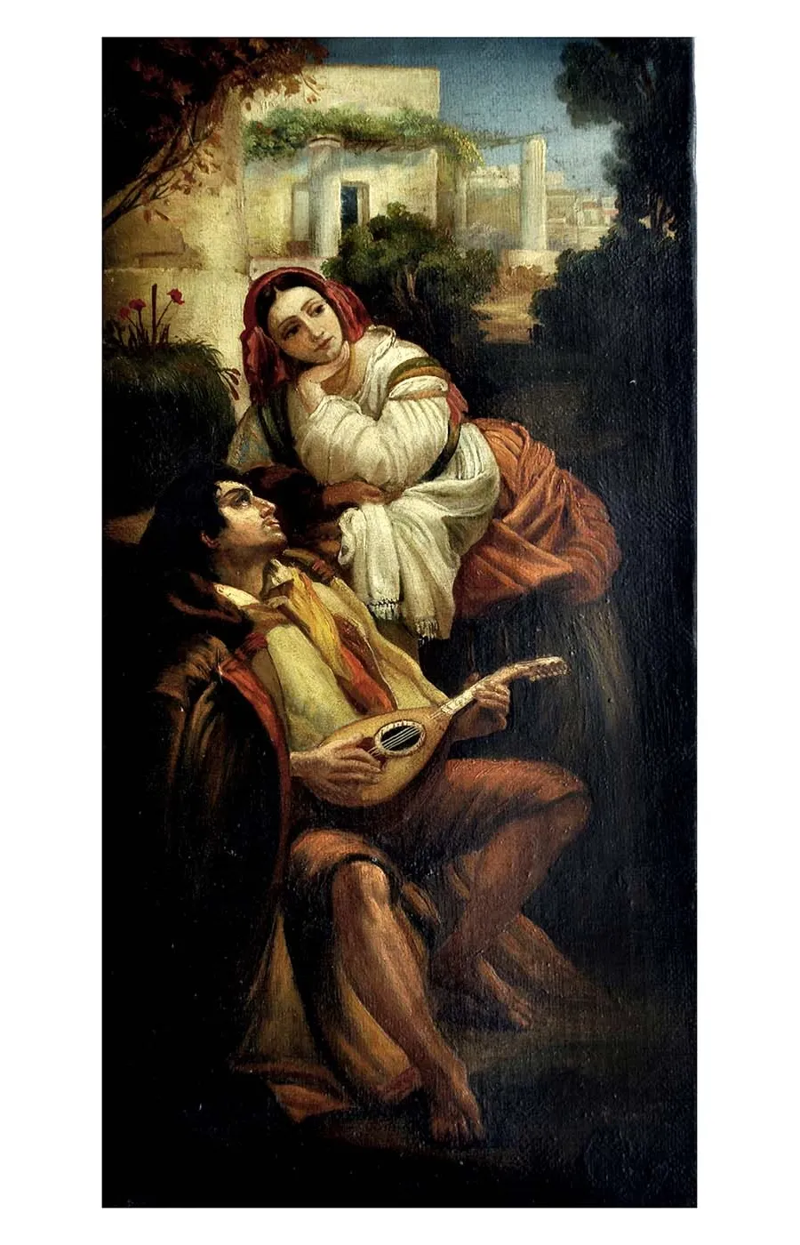 obrazek 2 Obraz olejny Pietro Colonny przedstawiający romantyczną scenę 60x30 cm