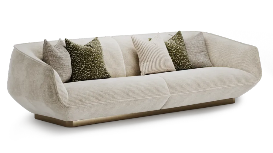 obrazek 5 Stylowa sofa tapicerowana z drewnianą konstrukcją i metalową podstawą
