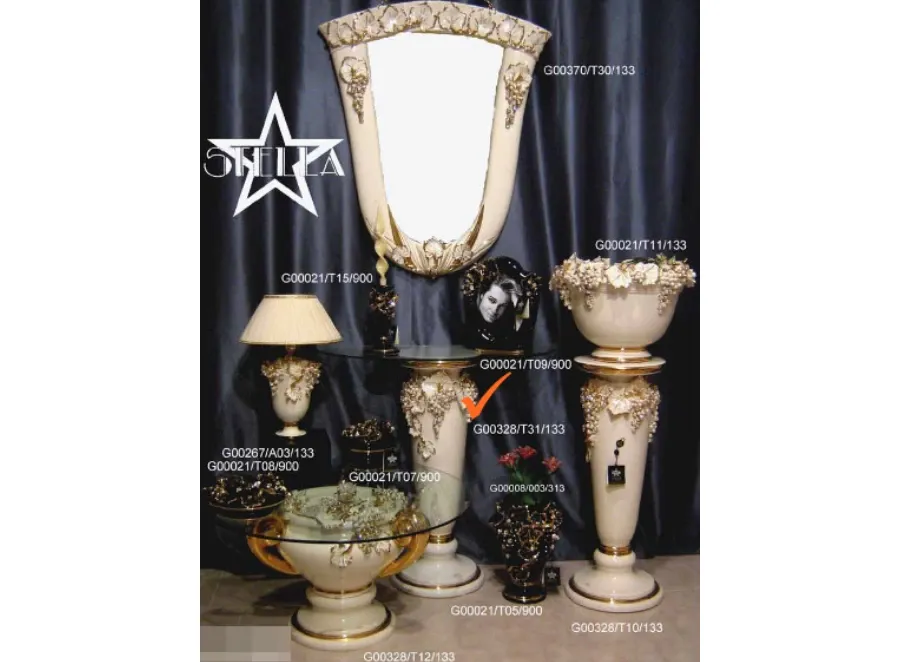 obrazek 1 Szykowna złoto-beżowa konsola wykonana z ceramiki