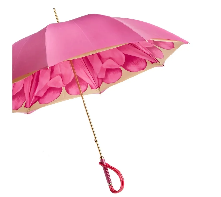 obrazek 9 Stylowy różowy parasol damski zdobiony motywem kwiatu dalii – Pasotti