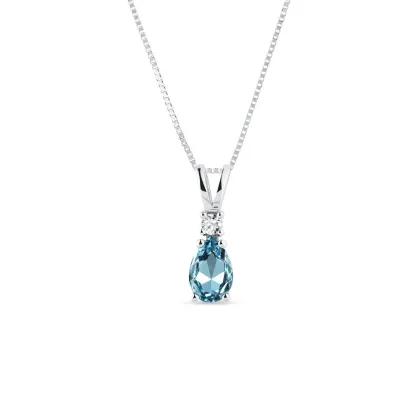 Zdjęcie Zawieszka z białego złota z topazem i brylantem KLENOTA