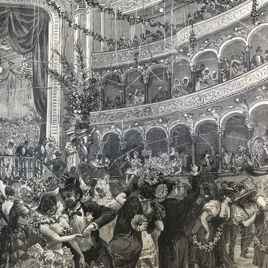 obrazek 3 Antyczny wydruk - Carnevalone z Mediolanu w Teatro Lirico di Milano w 1895 r.