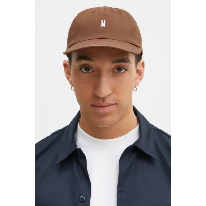Zdjęcie Norse Projects czapka z daszkiem bawełniana Twill Sports Cap kolor brązowy z aplikacją N80.0001.2033