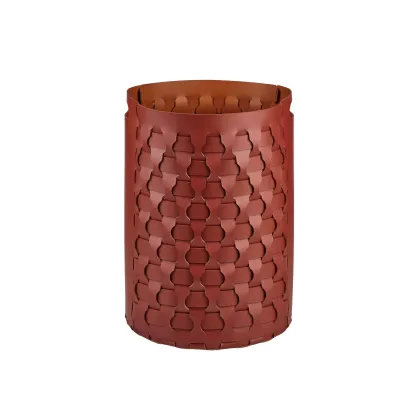 Zdjęcie Stylowy duży kosz Dubai Ø40xH57 cm z bordowej skóry