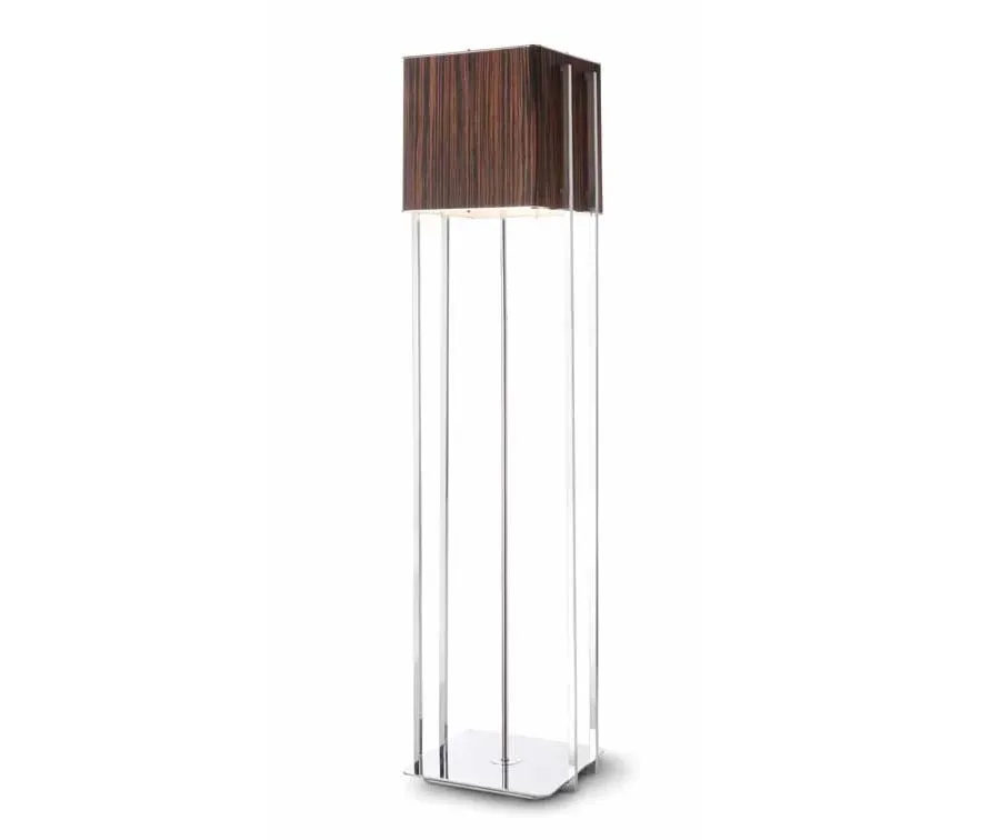obrazek 1 Wolnostojąca lampa z oryginalnym drewnianym abażurem