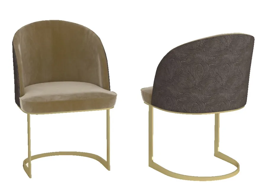obrazek 1 Eleganckie krzesło z satynowym mosiężnym wykończeniem - Living Comfort Italia