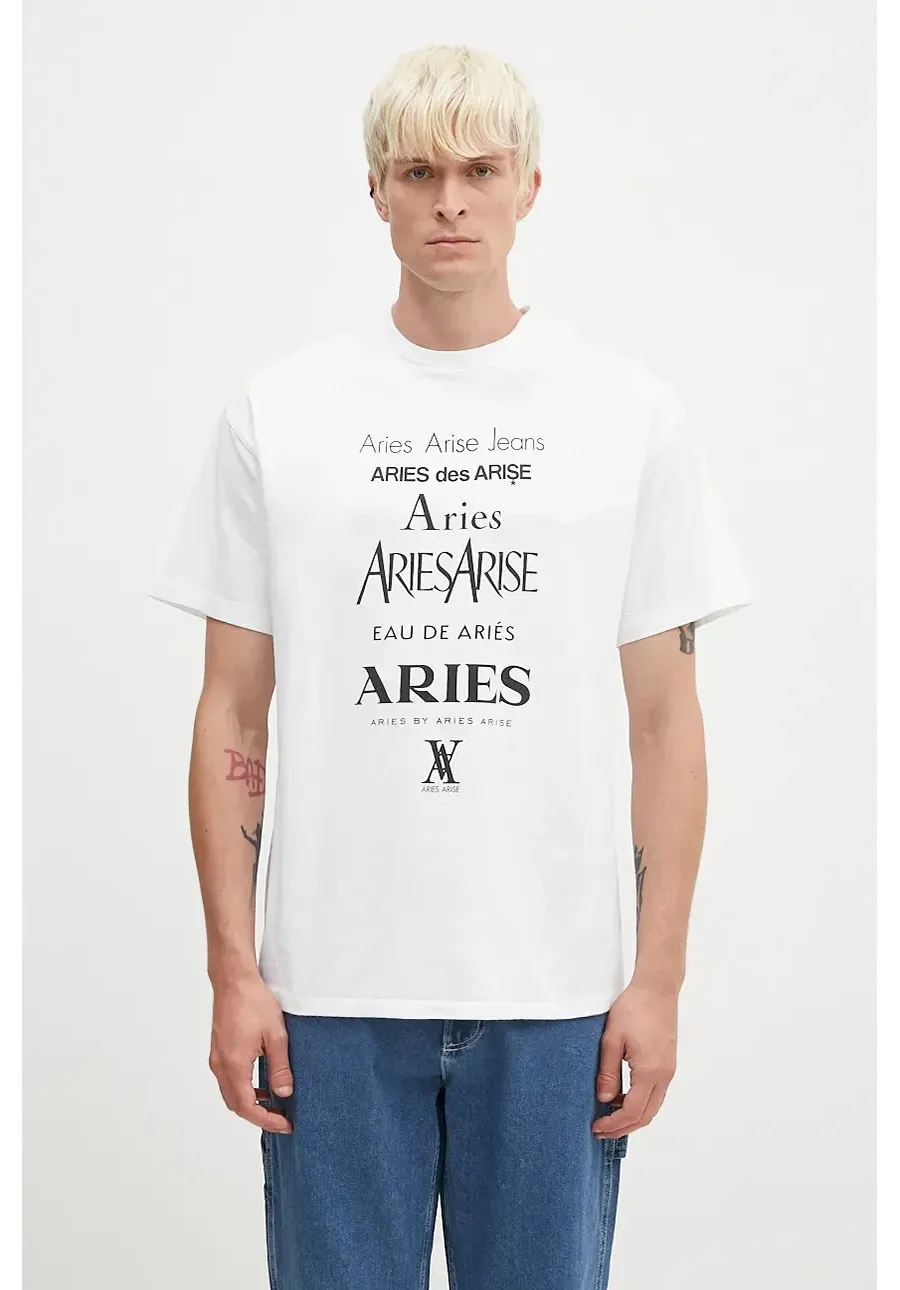 obrazek 1 Aries t-shirt bawełniany Perfume SS Tee męski kolor biały z nadrukiem AR6000502